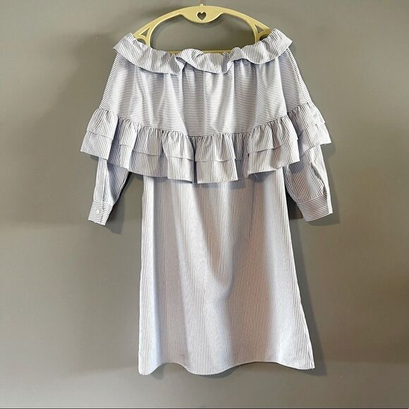 English Factory Off the Shoulder Ruffle Mini Dress || SZ S || Powder Blue - Picture 7 of 14